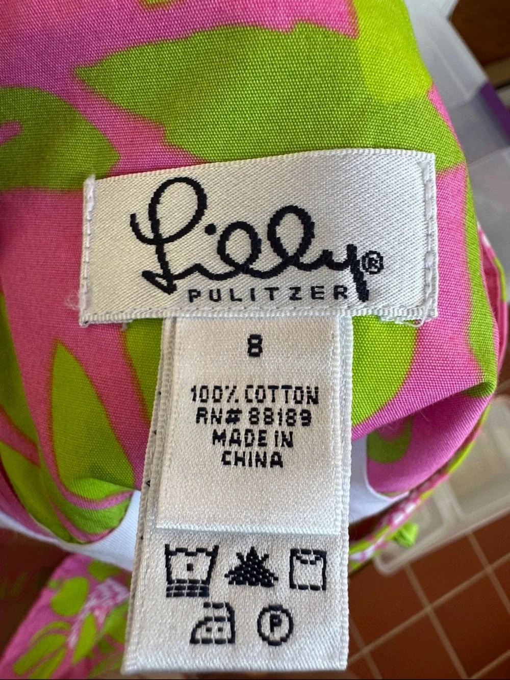Lilly Pulitzer Bright Pink &‎  Lime Floral Cotton A Line Skirt